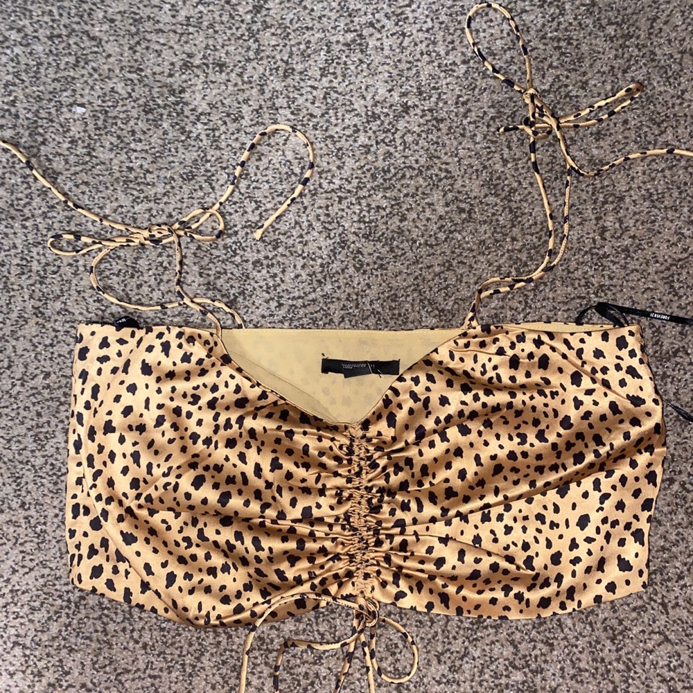 Cheetah print sinch top with tie straps